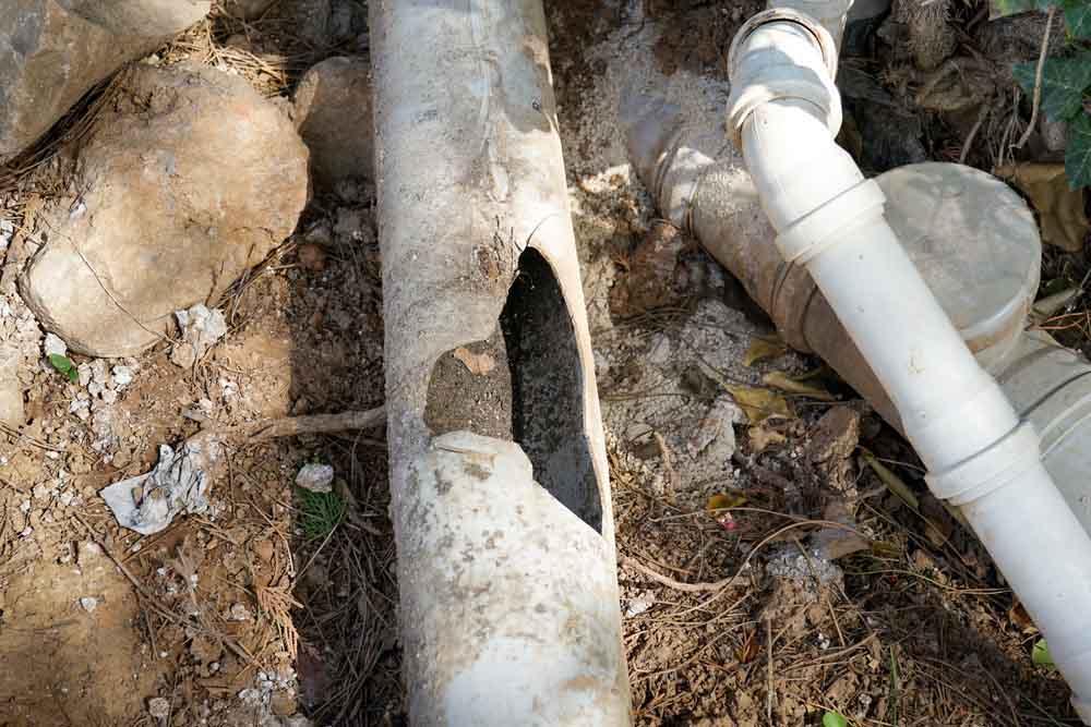 cracked sewer pipe