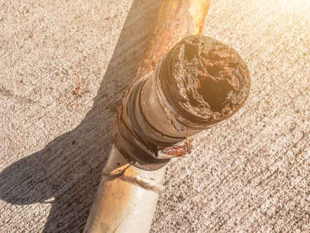 inside of a pipe with a blockage