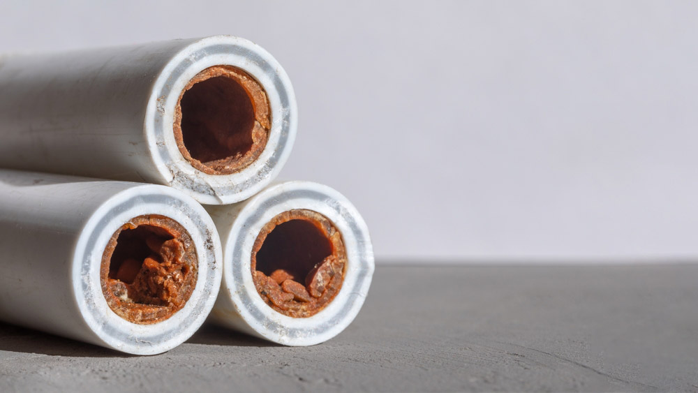 drain pipes with mineral scale